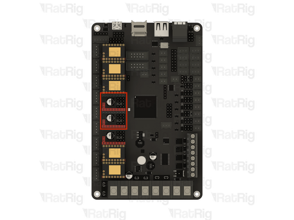 The following stepper driver configuration is intended for the electronics kit provided by Rat Rig. Do not blindly follow these instructions if using different hardware