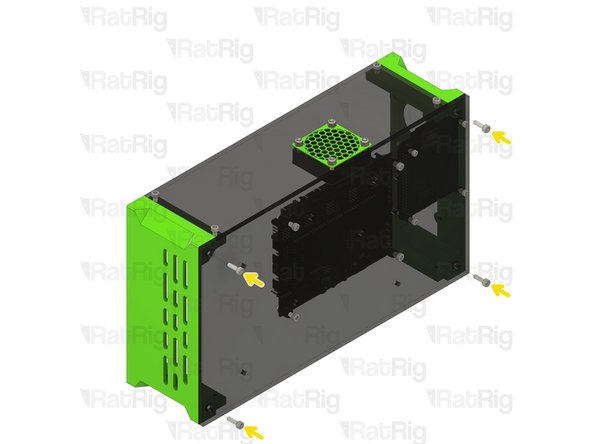 Install the electronics panel by placing it against the frame assembly whilst offset towards the front. Slide the panel to the rear until the ports on the Raspberry Pi 3a+ fit into the associated holes on the rear printed part