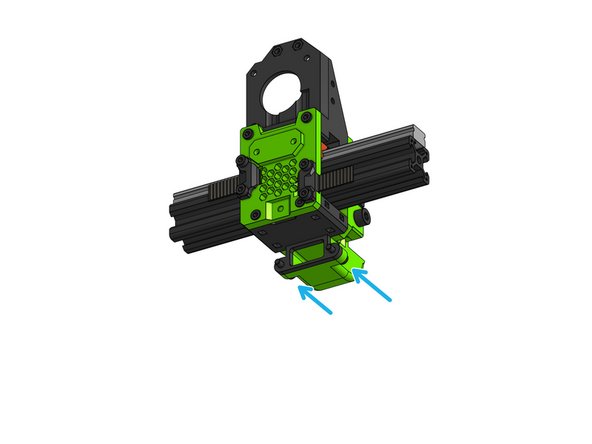 Fasten the M3x12mm screws from the back, which will hold a fan duct.