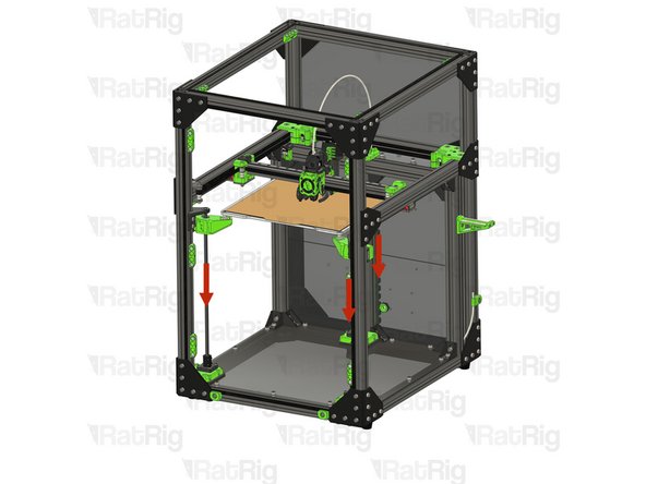 Slowly rotate each of the three Z-axis lead screws, counter clockwise, to lower Z-axis away from the toolhead