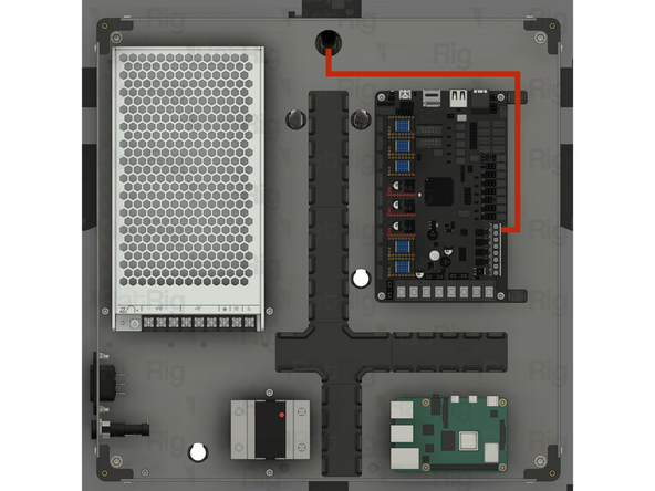 Route the LED-to-Octopus power cable as shown