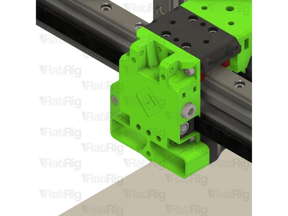 Insert the M5x40 screw into the marked hole on the EVA3 assembly and fasten it slightly to engage with the M5 nylon locking nut