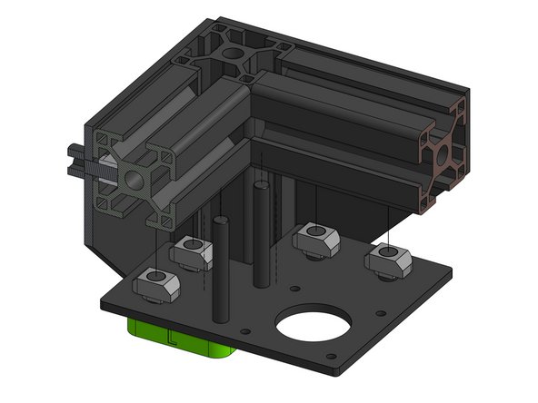 Attach the left drive base to the left top corner of the printer