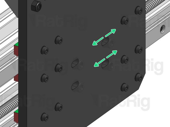 If there is slack, slightly loosen these screws to move one of the Nut block away/towards the other one, until all slack is removed. Refer back to this step for more detailed instructions.