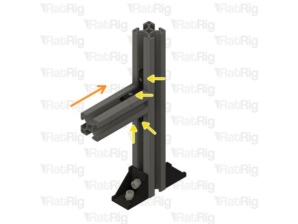 Slide the 87mm length of 3030 extrusion onto the inside corners.