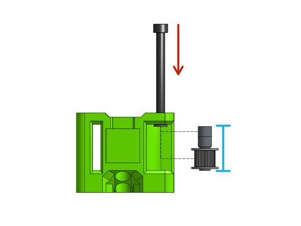 Insert the right toothed stack on the Cap Head Screw M5 x 55