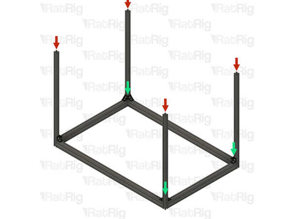 Make sure the end of the 850mm 3030 extrusion which has been tapped, faces downwards towards the bottom frame, otherwise you will be unable to install the feet in a later step