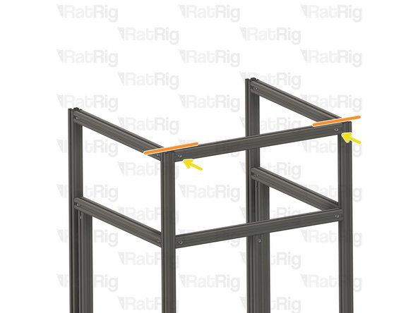 Insert the extrusion on the assembly,  making sure the T-nut pins are aligned with the side extrusion slots.