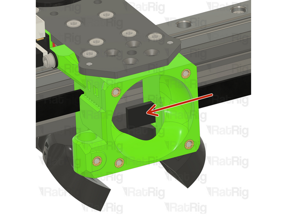 Insert the belt on the toolhead slot, behind the screw.
