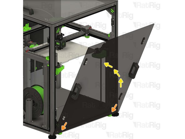 Rest the door panel on the horizontal 3030 panel mounts