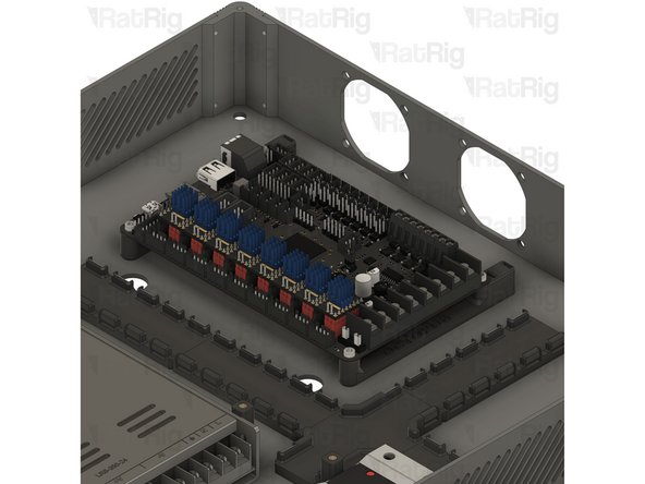 Inster the M3x8 Cap Head Screws through the Octopus V1.1 Board and tighten it to the vc4_adapter_octopus assembly