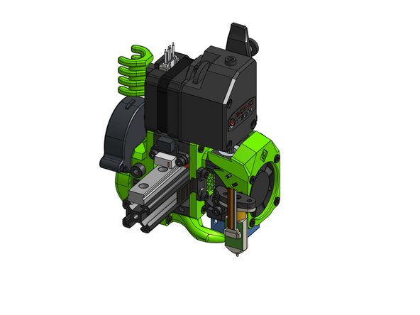Fasten the probe to the face of the carriage with the two M3x10mm screws that are already in the assembly.