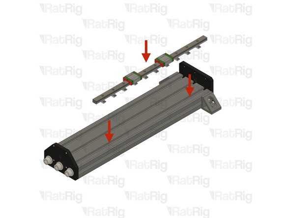 Place one Y linear rail assembly on the designated T-slot.