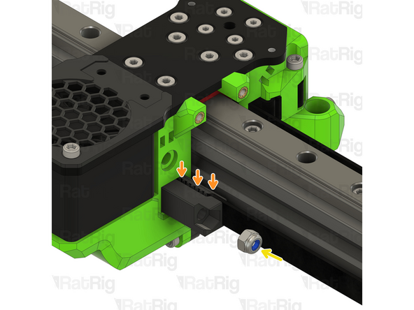 Insert the end of the belt inside the belt tensioner, and make sure the teeth are secured.
