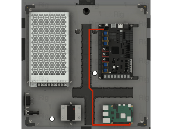 Route all four Raspberry Pi power wires as shown