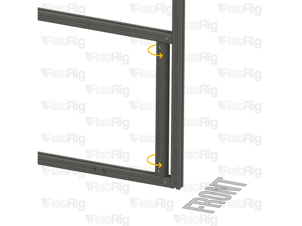 Carefully rotate the marked extrusion 90 degrees so that the Quick Connector Set Screws face outwards as shown