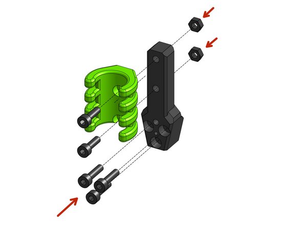 Attach the 2 M3 hex nuts and 3 M3x12mm screws