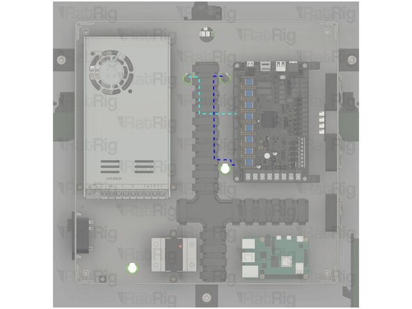 Route the R Stepper motor cable as shown.