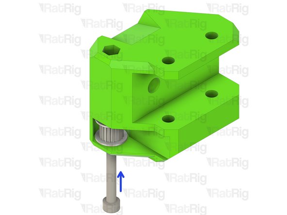 Insert the M5 nylon locking nut into the printed part as shown