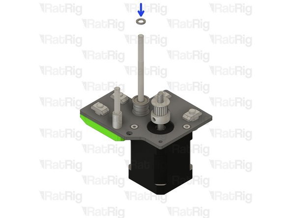 Install the following components onto the rear M5x85 screw in the order shown in the image: