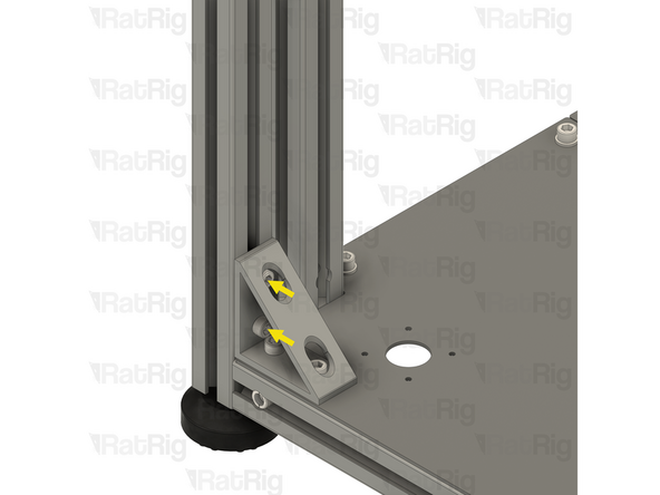 Fully tighten both of the M6x16 Cap Head Screws to secure the lower frame bracket to the Base Plate