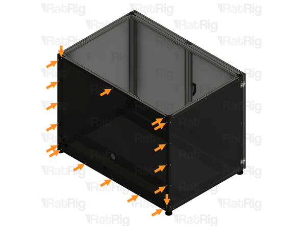 Align the panel assembly to the enclosure as shown
