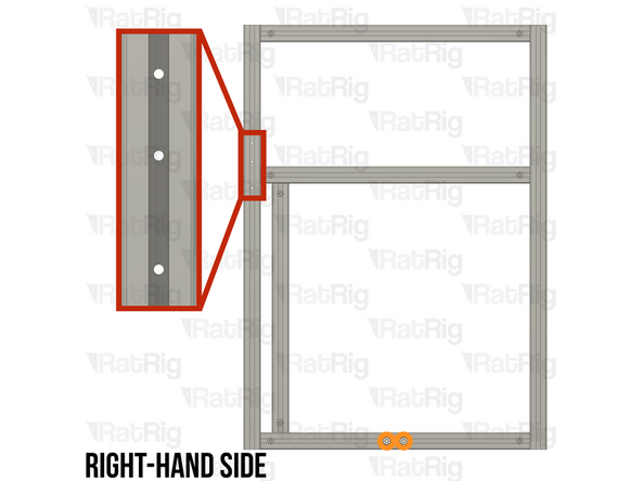 The front extrusions are installed correctly with the three M3 holes at the top and facing towards the sides