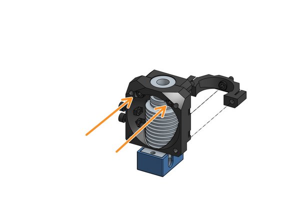 Align the face and clamp parts over the groove mount of the V6 and fasten them together with M3x25mm screws.