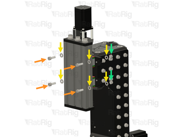 The Z-axis is heavy and difficult to manage alone. Please request assistance from another person to hold the Z-axis while you tighten the screws.