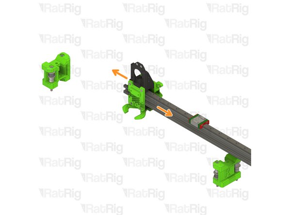 Remove the remaining EVA2 assembly from the 2020 extrusion and linear rail assembly as shown