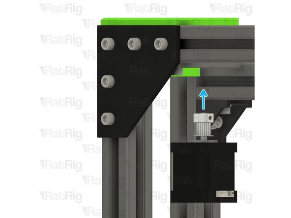 Install the timing pulley onto the NEMA17 shaft, oriented as shown