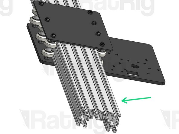 Insert a C-Beam profile (doesn't matter which one at this point) through your gantry assembly.
