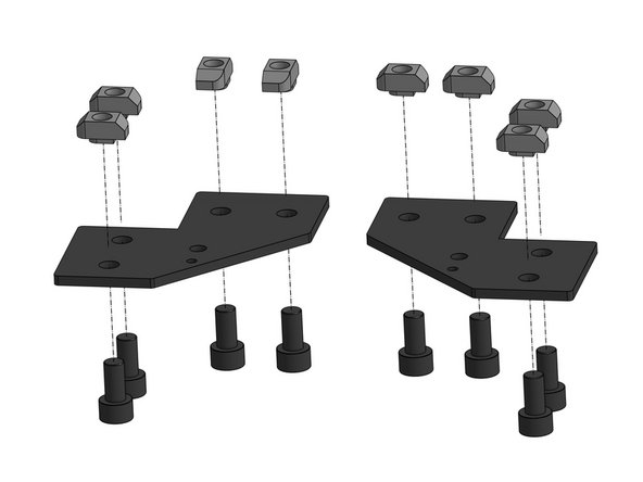 Thread the Cap Head Screws M6x12 through the idler plates. Four screws per plate
