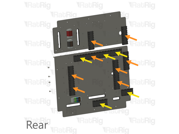 Insert a screw and washer from the front of the plate in every marked hole