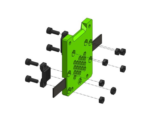 Back pull all of the M3 hex nuts on the back. The bottom-middle nut does not end up flush with the face of the part