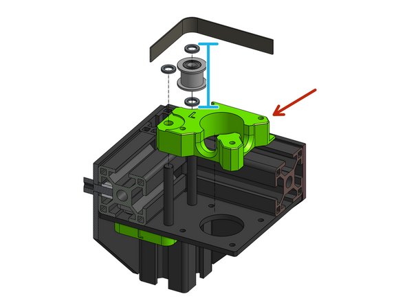 Slide the xy_motor_cage_bottom_left part onto the M5 screws