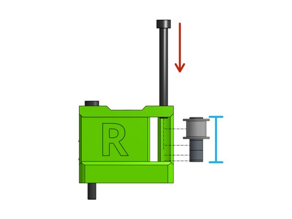 Insert the right smooth stack on the Cap Head Screw M5 x 55