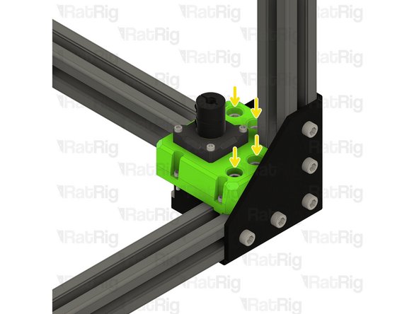 Install the front right lead screw motor cage onto the frame as shown