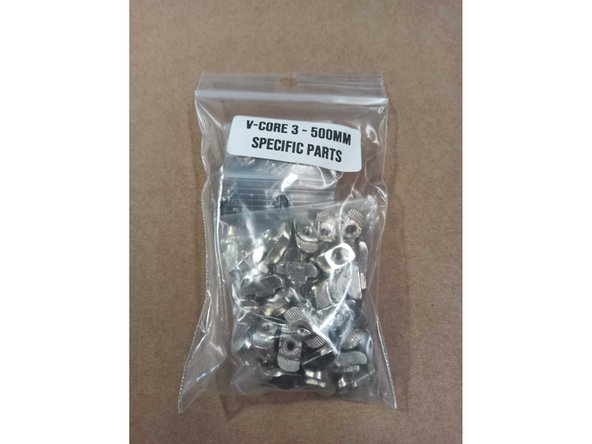 Machine sizes above 300: You will see a bag labeled Specific parts. This bag includes extra fasteners for your MGN linear rails, which are longer than the ones on the 300 version.