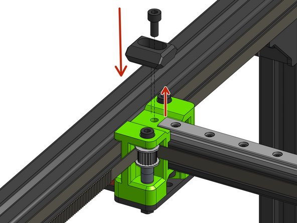 Loosen the Cap Head Screw M5x12 and fasten it back through the X endstop block part