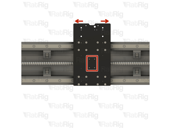 Align the X-axis so that the screw holes in the ball screw block are visible through the marked holes in the plate