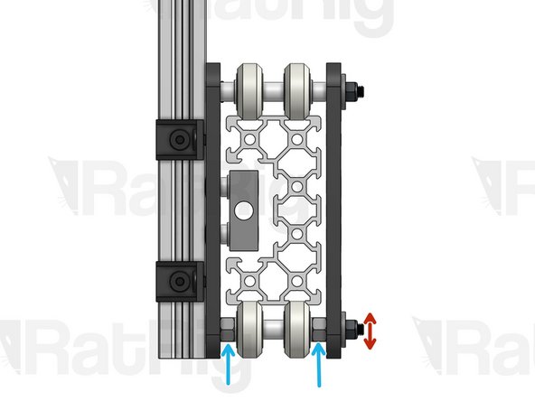 Eccentric Spacers have an off-center through-hole. Because of this, when you rotate them, your entire wheel axis moves laterally. This gives you the adjustment margin you will need to make sure your wheels are grabbing the profile with the correct amount of force.