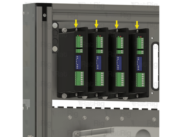 Repeat the previous step, and this step, to install the remaining 3 stepper drivers as shown
