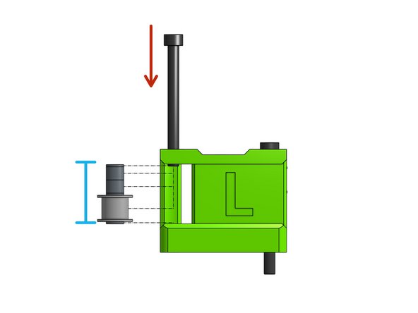 Insert the left smooth stack on the Cap Head Screw M5 x 55