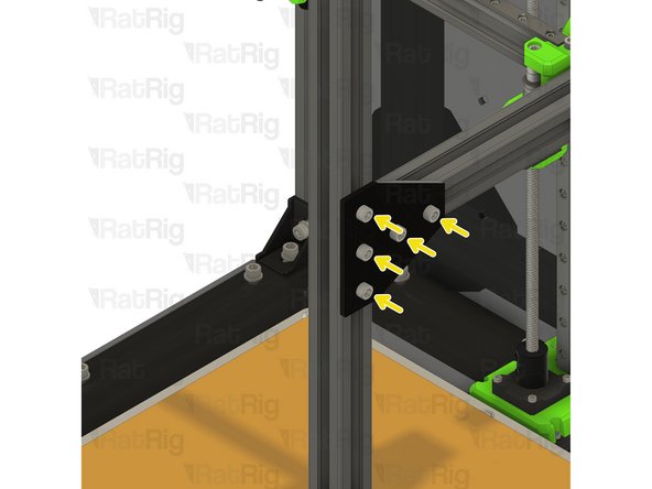 Secure the T-shape plates to the frame by fastening the five M6x12 screws