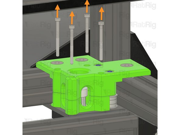 Whilst supporting the stepper motor from below, remove the four M3x35 Cap Head Screws securing the stepper motor