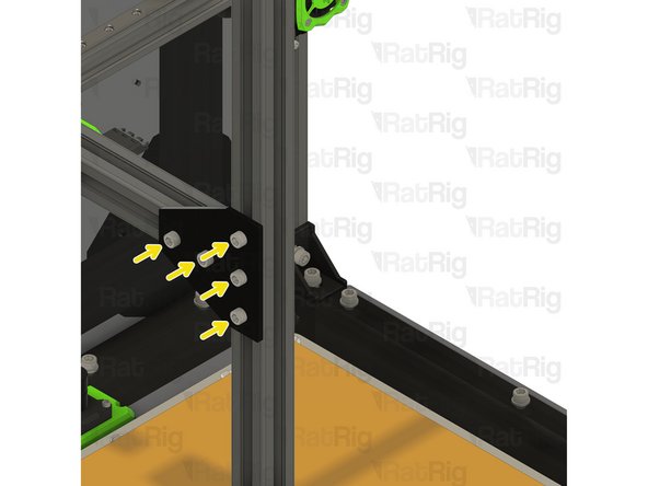 Secure the T-shape plates to the frame by fastening the five M6x12 screws