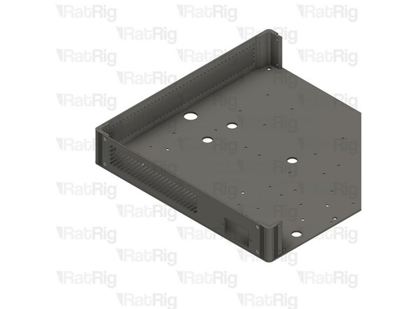 Assemble the enclosure components as shown, making sure the panels are correctly oriented. The countersink screw holes should face outwards from the enclosure, and the countersink screws should be flush with the surface when fully tightened.