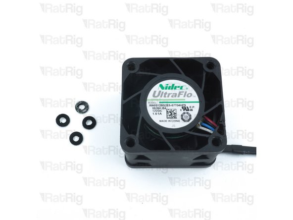 Remove the four rubber spacers on the 4028 Part Cooling Fan