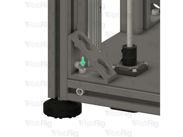 Install the lower corner bracket to the V-Core 4 frame as shown.